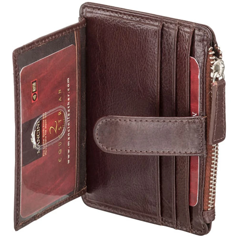 Porte-cartes RFID à deux volets en cuir véritable Equestrian2 de Mancini - Brun