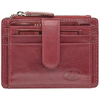 Mancini Equestrian2 RFID Genuine Leather Bi-fold Card Case - Red