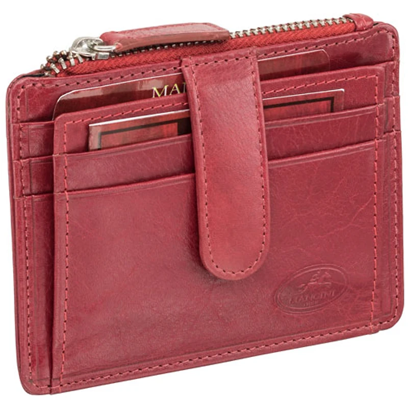 Porte-cartes RFID à deux volets en cuir véritable Equestrian2 de Mancini - Rouge