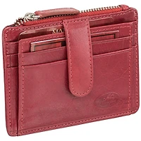 Mancini Equestrian2 RFID Genuine Leather Bi-fold Card Case - Red