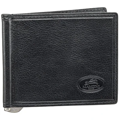 Portefeuille avec pince à billets en cuir véritable Equestrian2 de Mancini - Noir