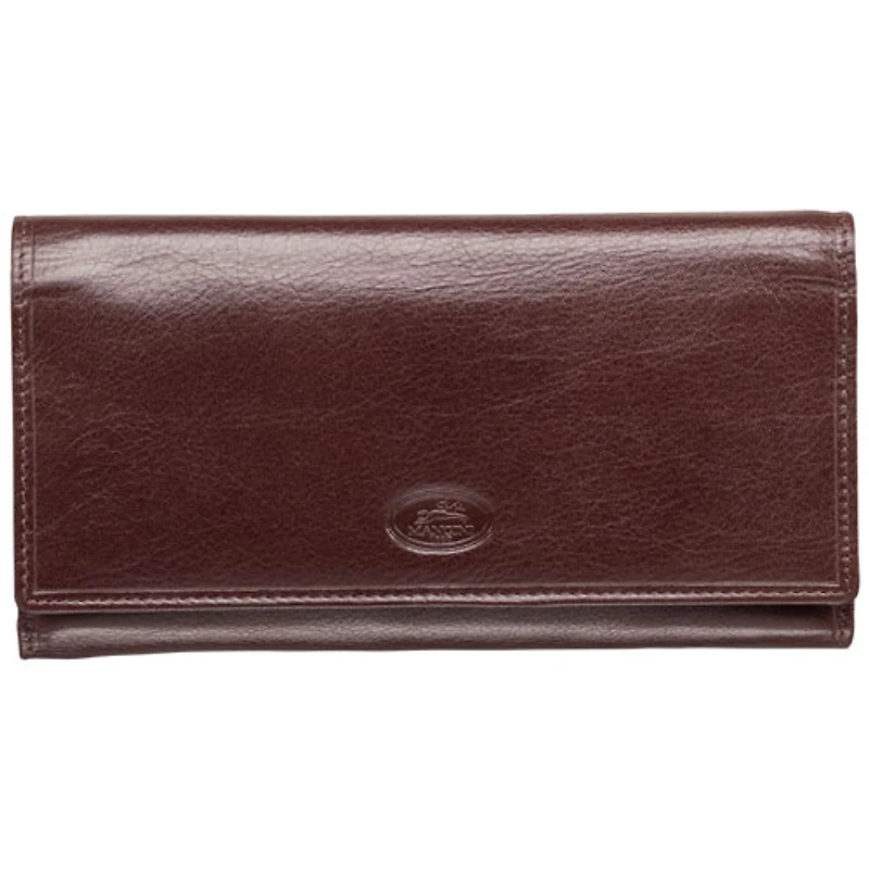 Portefeuille RFID à trois volets en cuir véritable Equestrian2 avec porte-chéquier de Mancini - Brun