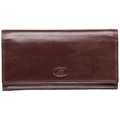 Portefeuille RFID à trois volets en cuir véritable Equestrian2 avec porte-chéquier de Mancini - Brun
