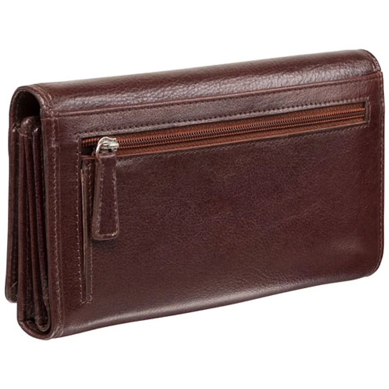 Portefeuille RFID à trois volets en cuir véritable Equestrian2 avec porte-chéquier de Mancini - Brun
