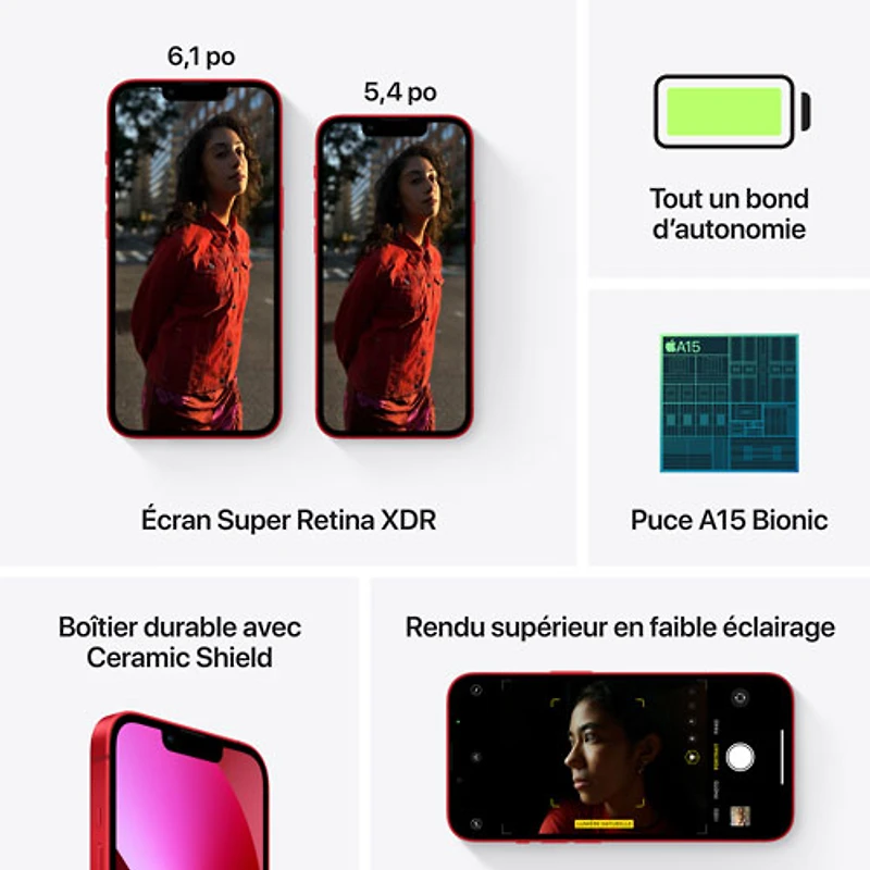 iPhone 13 de 128 Go d'Apple offert par Freedom - (PRODUCT)RED - Paiement Balance mensuel