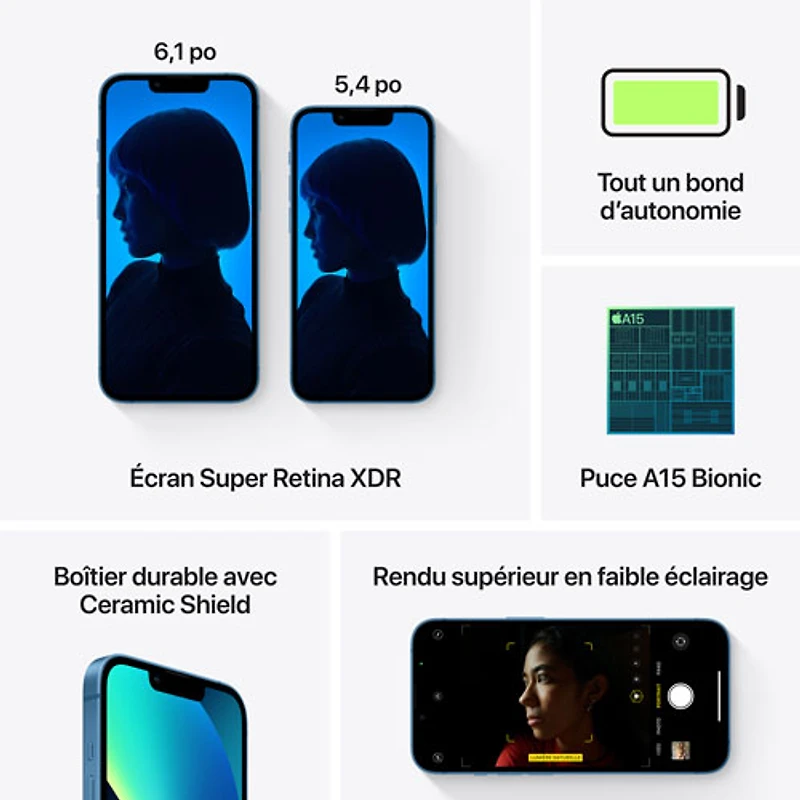 iPhone 13 de 128 Go d'Apple offert par TELUS - Bleu - Financement mensuel