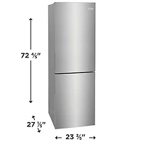 Réfrigérateur congélateur inférieur 11,5 pi³ 24 po/éclairage DEL de Frigidaire (FRBG1224AV) - Inox