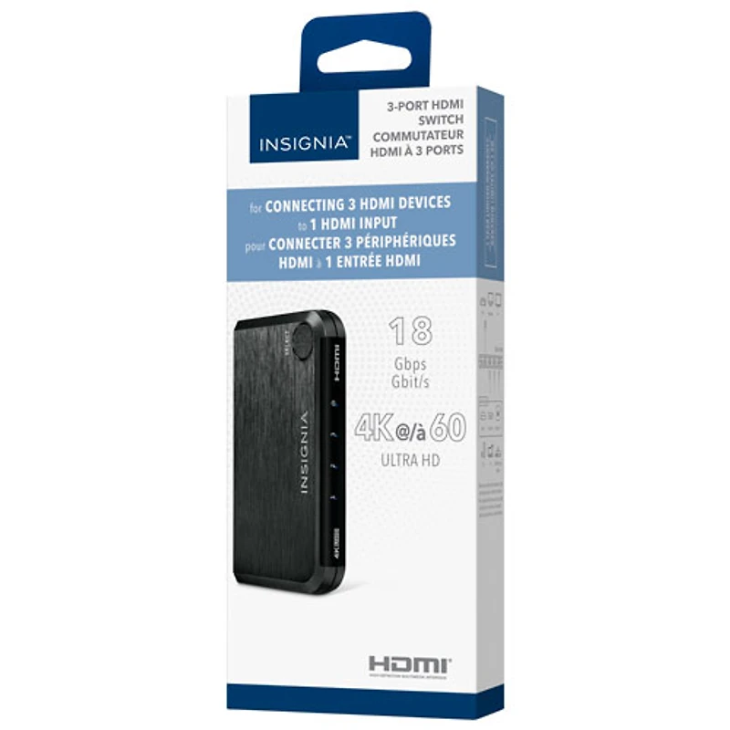 Insignia 3-Port 4K HDMI Switch - Black - Only at Best Buy