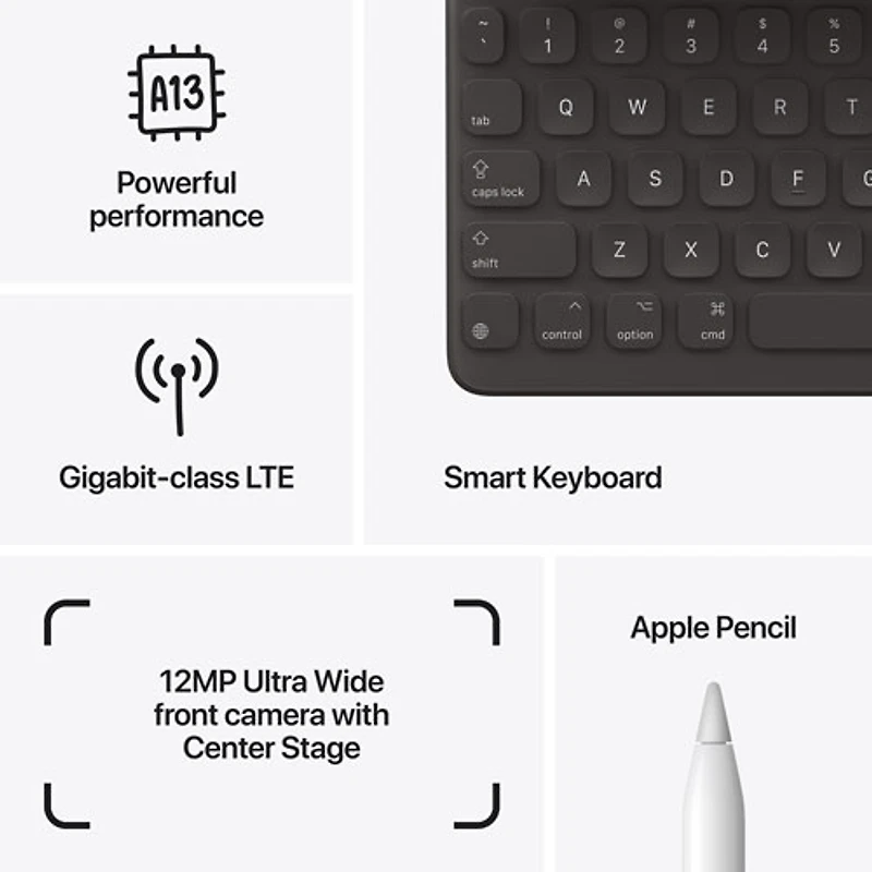 iPad 10,2 po 256 Go avec Wi-Fi et 4G LTE d'Apple (9e génération) offert par Bell - Argenté