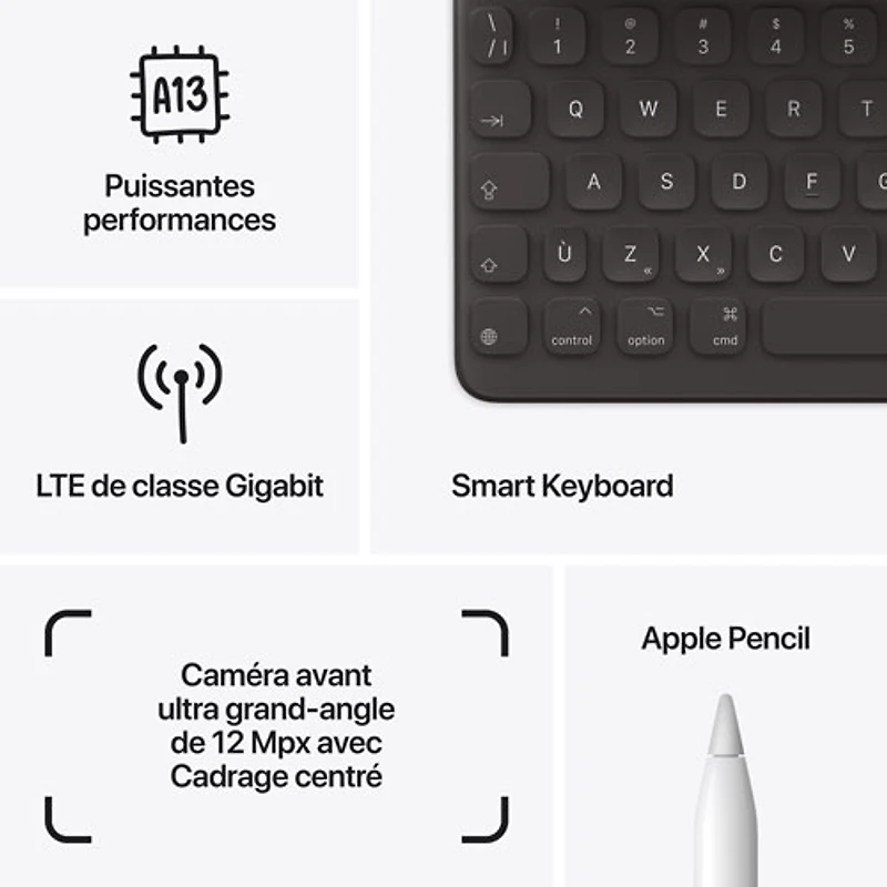 iPad 10,2 po 256 Go avec Wi-Fi et 4G LTE d'Apple (9e génération) offert par Bell - Argenté