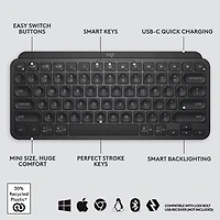 Logitech MX Keys Mini Bluetooth Backlit Ergonomic Keyboard - Black
