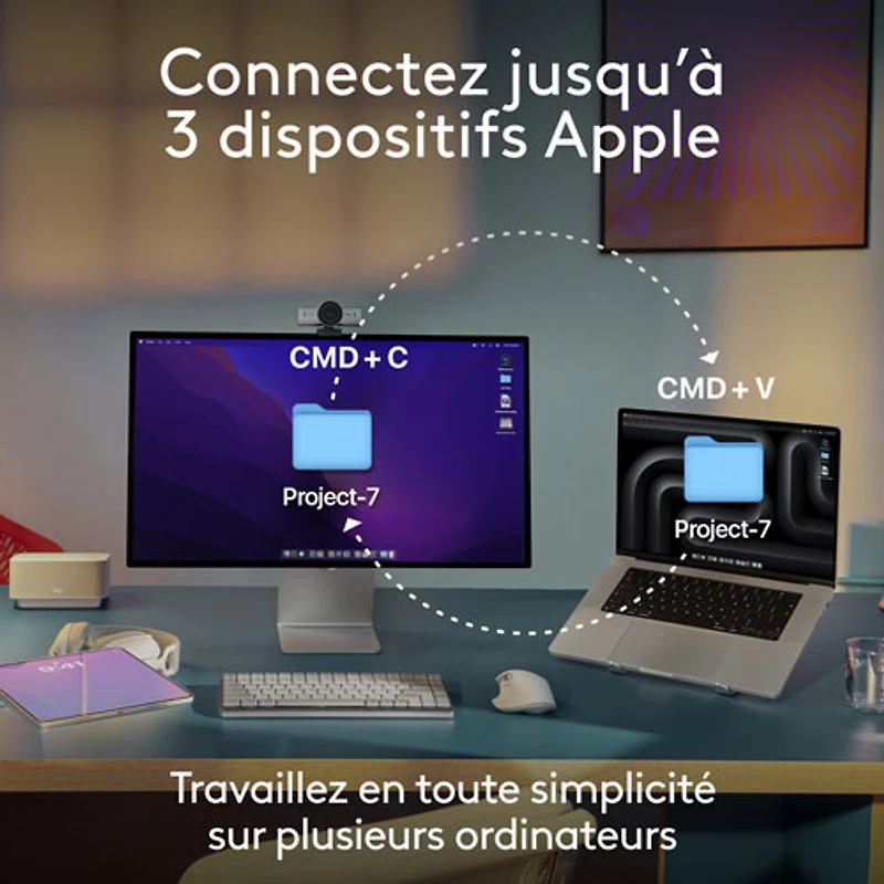 Clavier ergonomique rétroéclairé mécanique Bluetooth MX Mini de Logitech pour Mac - Gris pâle