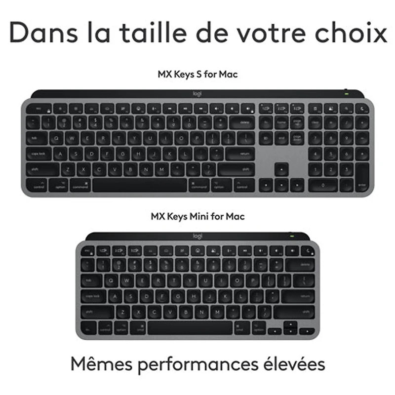 Clavier ergonomique rétroéclairé mécanique Bluetooth MX Mini de Logitech pour Mac - Gris pâle