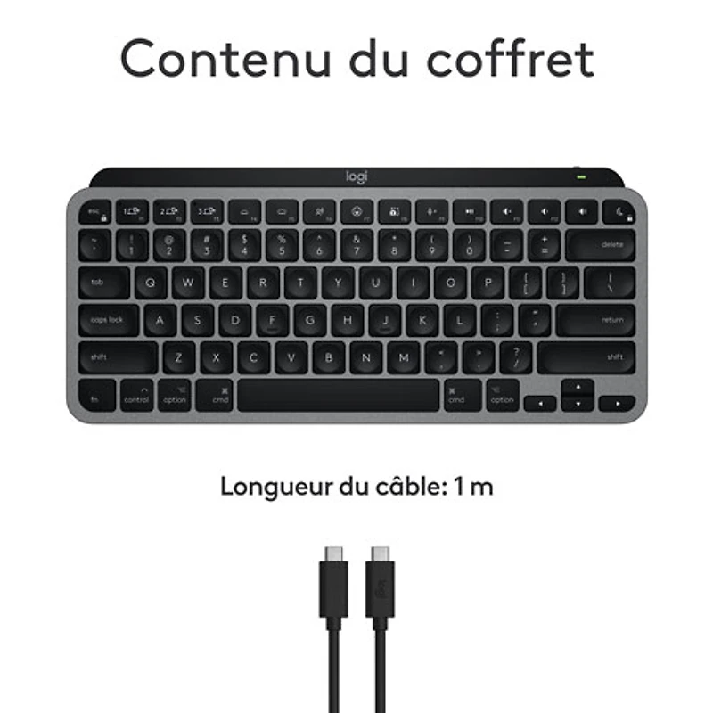 Clavier ergonomique rétroéclairé mécanique Bluetooth MX Mini de Logitech pour Mac - Gris pâle