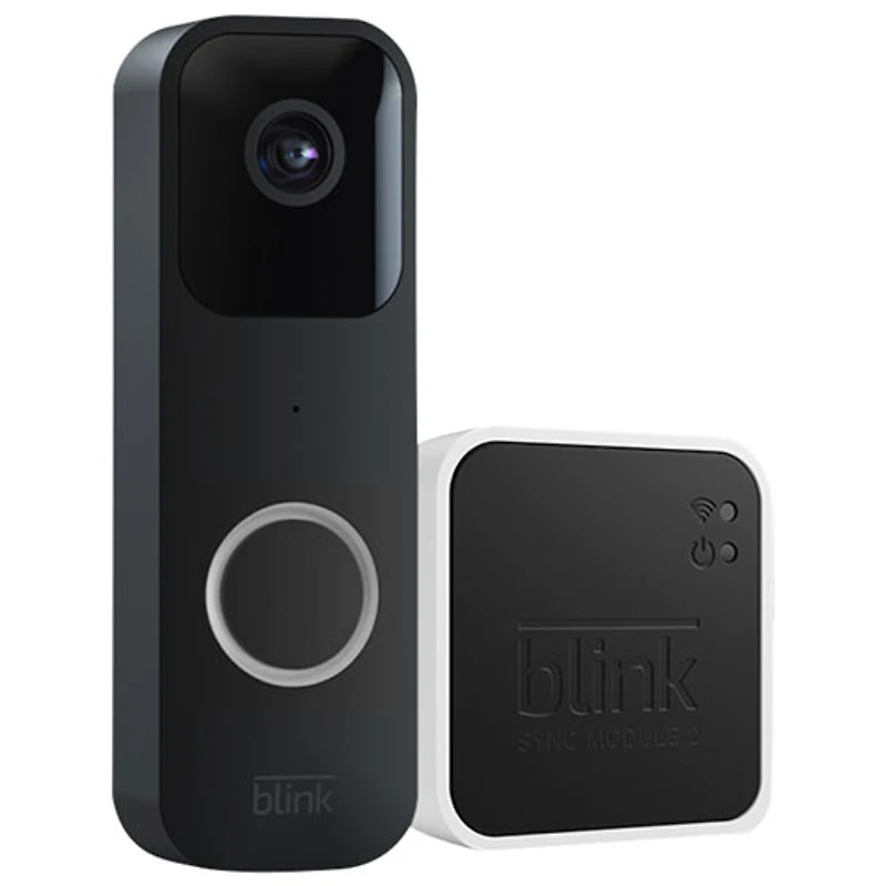 Sonnette vidéo avec ou sans fil de Blink avec module Sync 2 - Noir