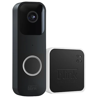 Sonnette vidéo avec ou sans fil de Blink avec module Sync 2 - Noir