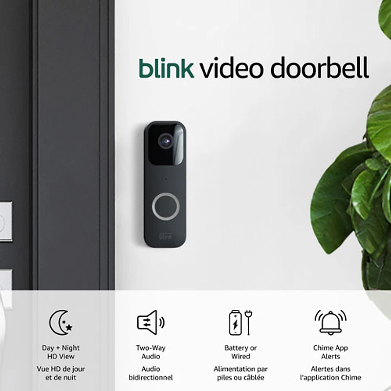 Sonnette vidéo avec ou sans fil de Blink avec module Sync 2 - Noir