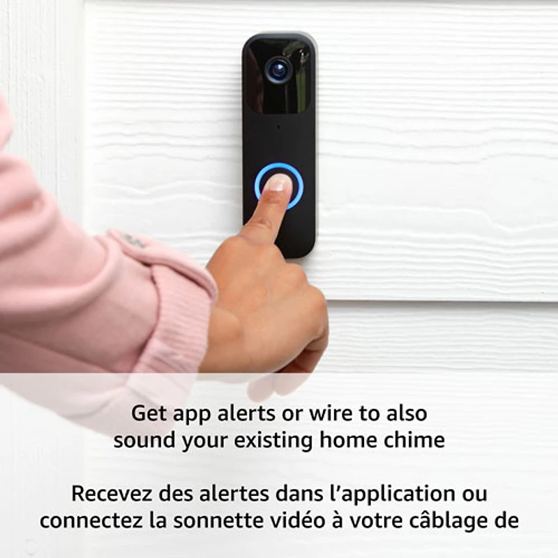 Sonnette vidéo avec ou sans fil de Blink avec module Sync 2 - Noir