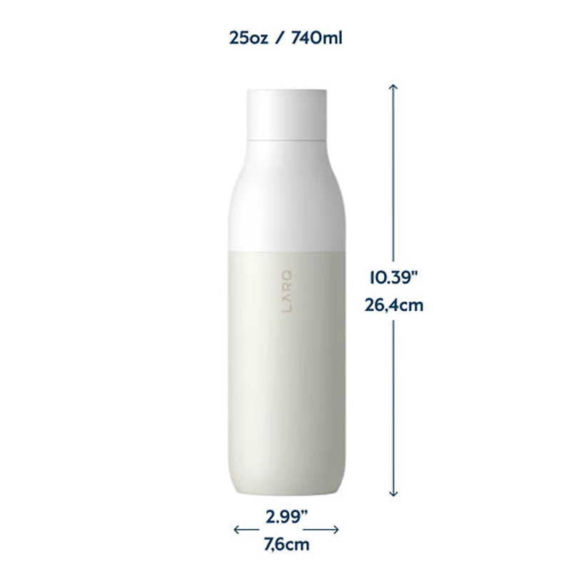 LARQ PureVis 740ml (25 oz.) Self-Cleaning Insulated Stainless Steel Water Bottle - Granite White