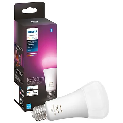 Ampoule DEL intelligente Hue A21 de Philips - Ambiance blanche et colorée