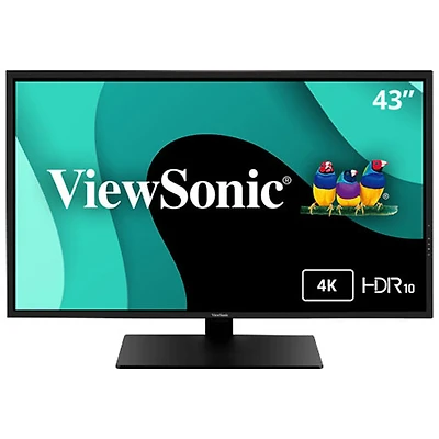 Moniteur DEL MVA Ultra HD 4K 75 Hz de 43 po de Viewsonic avec temps de réponse de 3 ms gris à gris (VX4381-4K) - Noir
