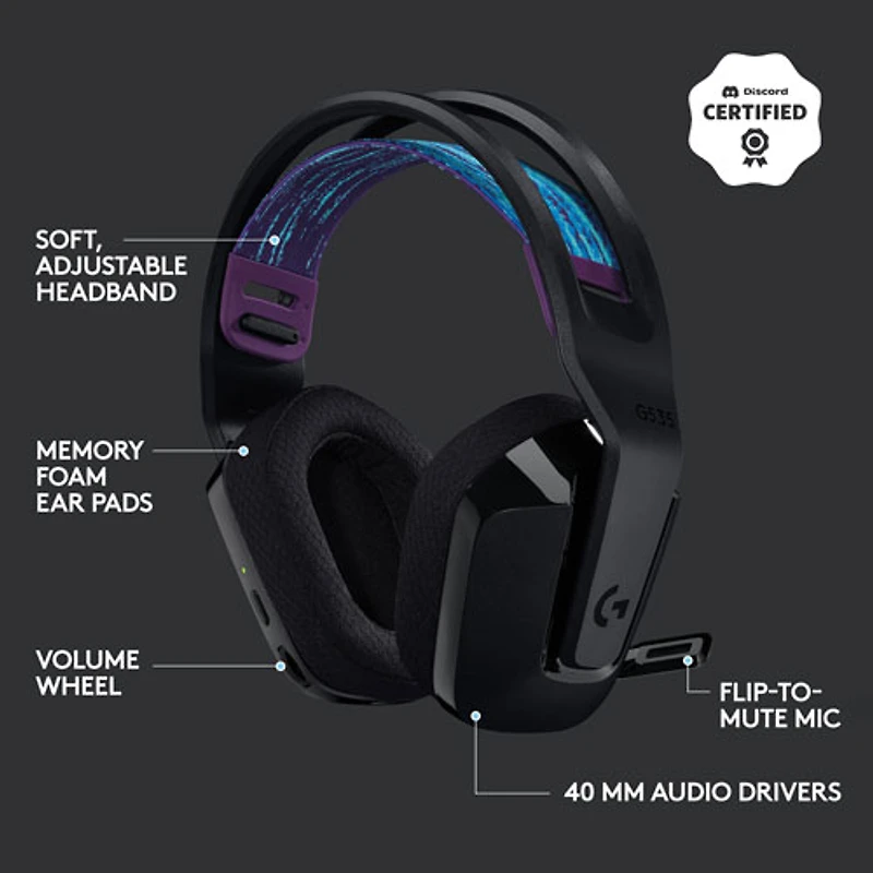 Casque de jeu sans fil G535 LIGHTSPEED de Logitech - Noir