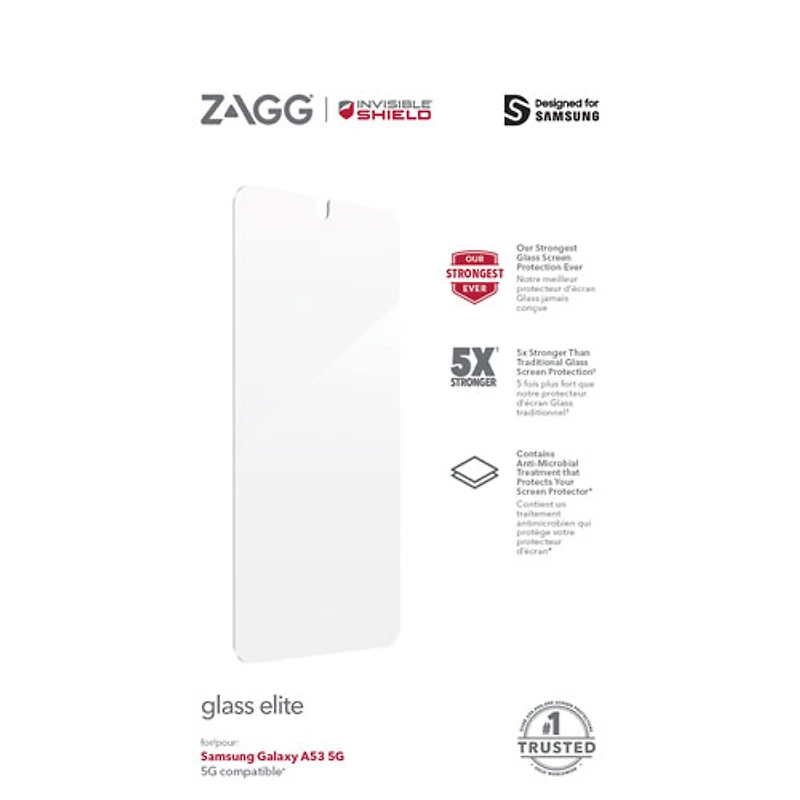 Protecteur d'écran Glass Elite InvisibleShield de ZAGG pour Galaxy A53