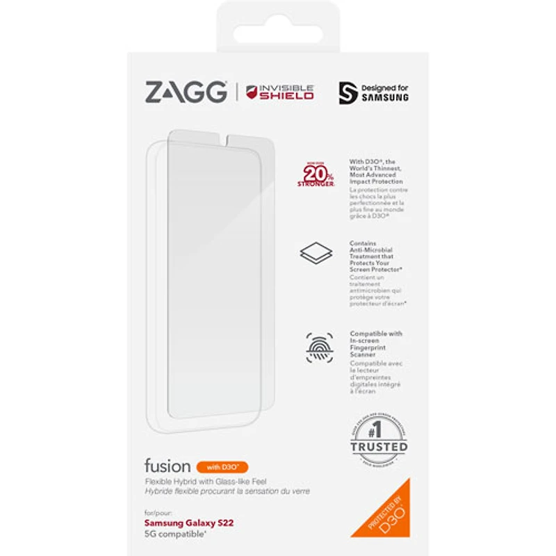 InvisibleShield by ZAGG Fusion D3O Screen Protector for Galaxy S22
