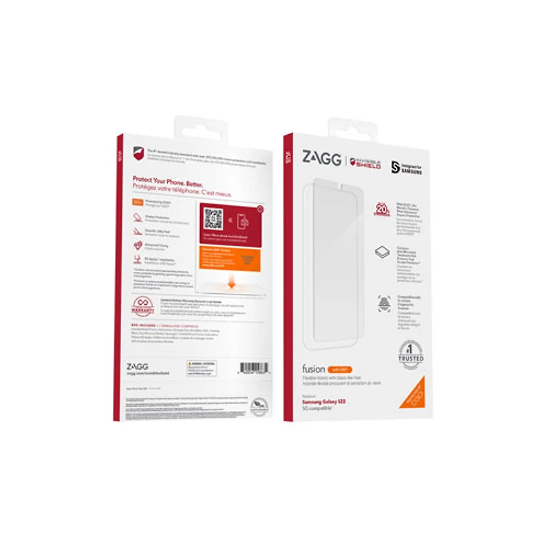 InvisibleShield by ZAGG Fusion D3O Screen Protector for Galaxy S22