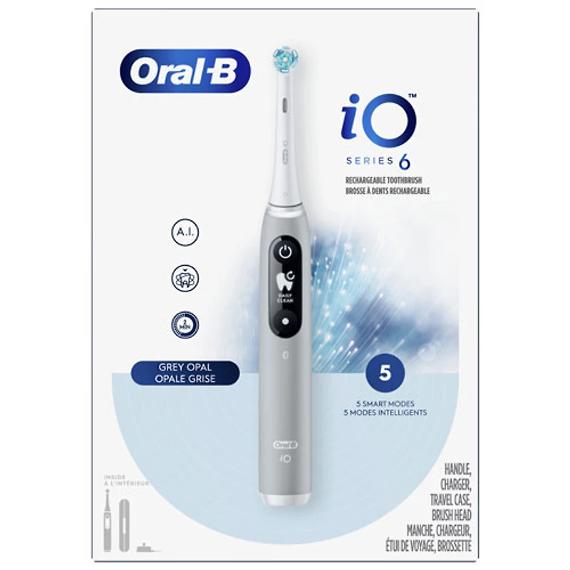 Brosse à dents électrique intelligente iO de série 6 d'Oral-B - Gris opale