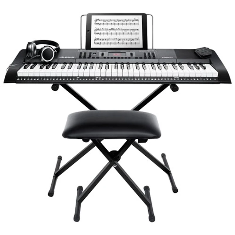 Clavier électrique de 61 touches CODA d'Alesis avec support, banc, écouteurs et pédale forte - Noir - Exclusivité de Best Buy