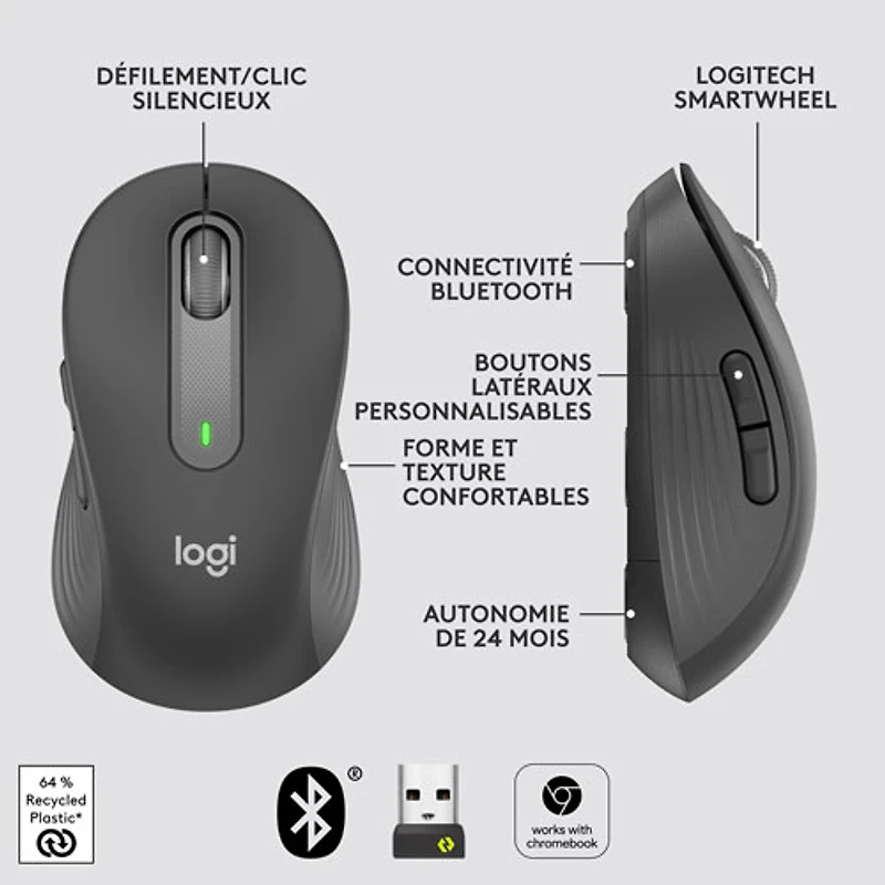 Logitech Signature M650 Wireless Optical Mouse - Graphite