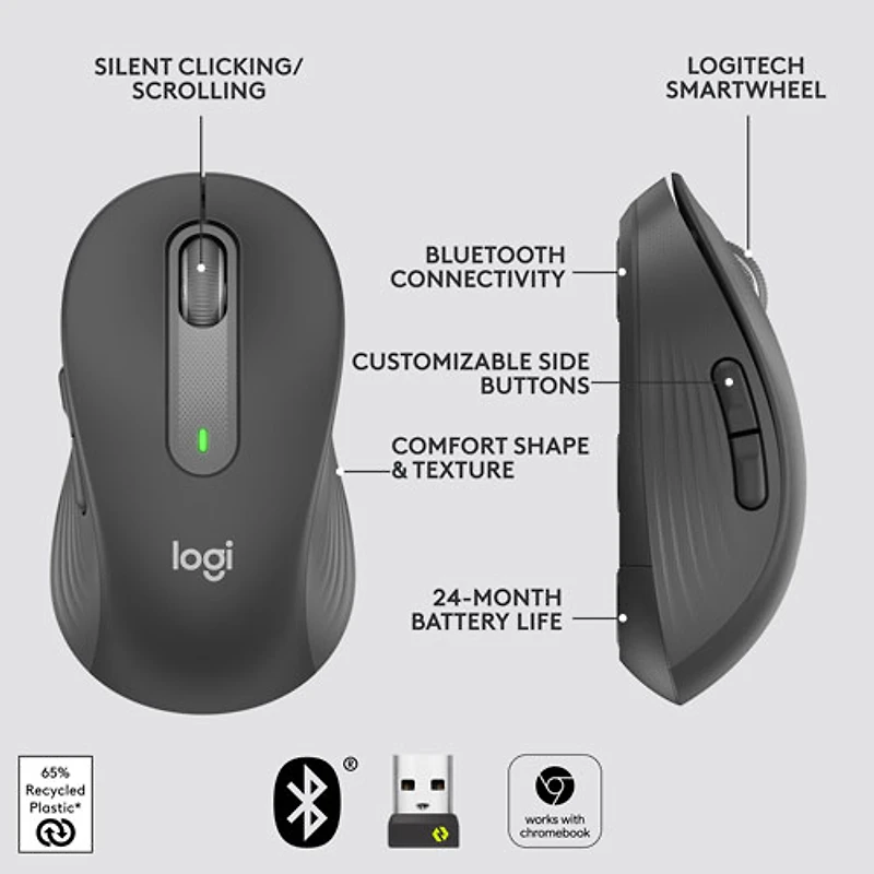 Logitech Signature M650 L (Large) Wireless Optical Mouse - Graphite