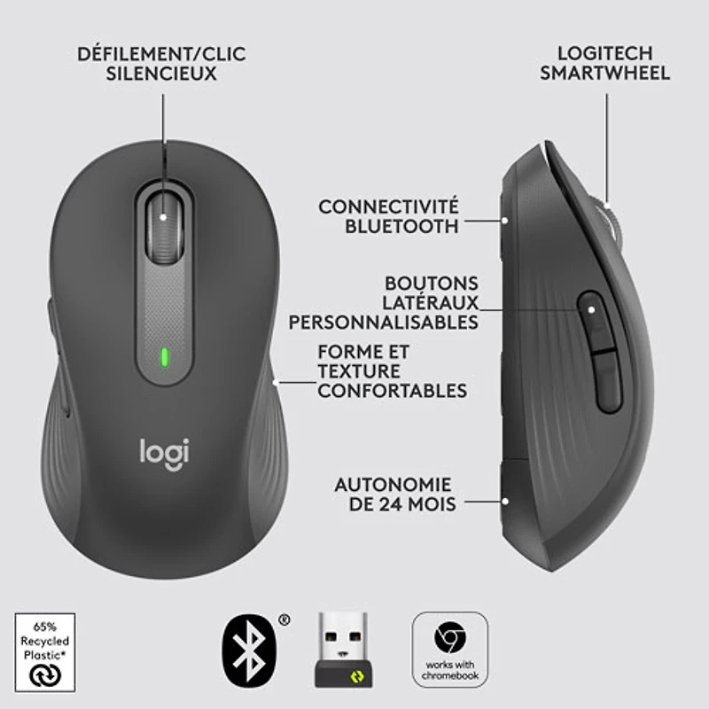Logitech Signature M650 L (Large) Wireless Optical Mouse - Graphite