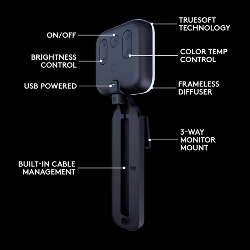 Logitech Litra Glow Premium LED Streaming Light with TrueSoft - Black