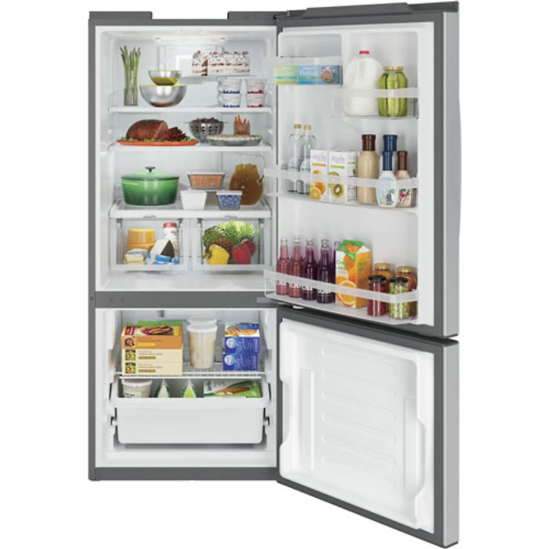 GE 30" 21 Cu. Ft. Bottom Freezer Refrigerator (GBE21AYRKFS) - Stainless Steel
