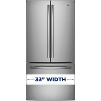 Réfrigérateur à deux portes de 25 pi³ et 33 po de GE (GNE25DYRKFS) - Acier inoxydable
