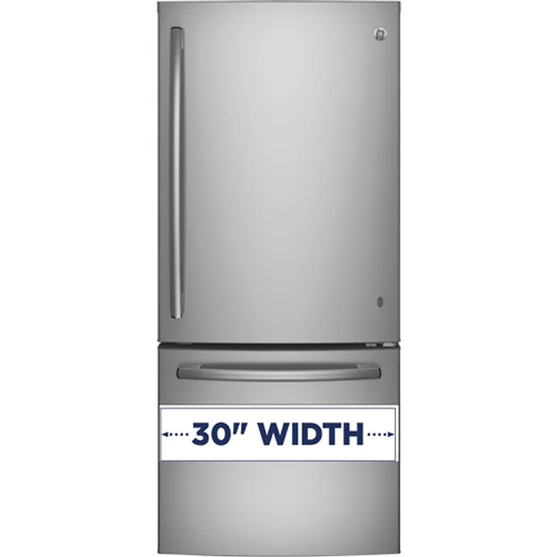 Réfrigérateur à congélateur inférieur 21 pi³ 30 po de GE (GDE21DYRKFS) - Acier inoxydable