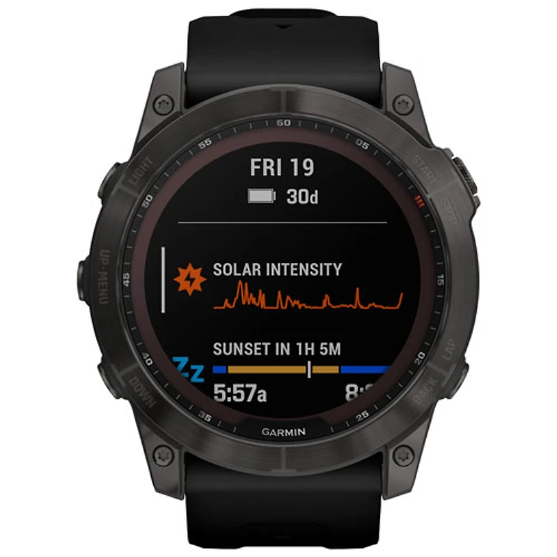 Garmin fēnix 7X Sapphire Solar 51mm Bluetooth Multisport Smartwatch - Carbon Grey/Black/Titanium Back