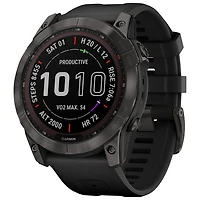 Garmin fēnix 7X Sapphire Solar 51mm Bluetooth Multisport Smartwatch - Carbon Grey/Black/Titanium Back