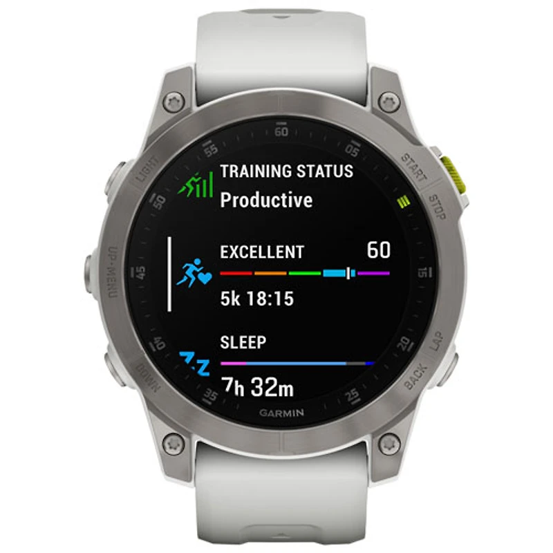 Montre intelligente active Bluetooth de 47 mm epix (Gen 2) de Garmin - Argenté/Blanc/Dos titane