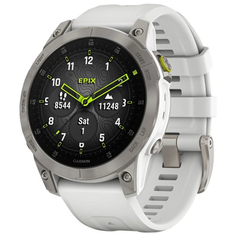 Garmin epix (Gen 2) 47mm Bluetooth Active Smartwatch - Silver/White/Titanium Back