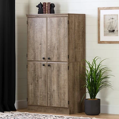Armoire de rangement traditionnelle à 4 portes Morgan de South Shore - Chêne vieilli