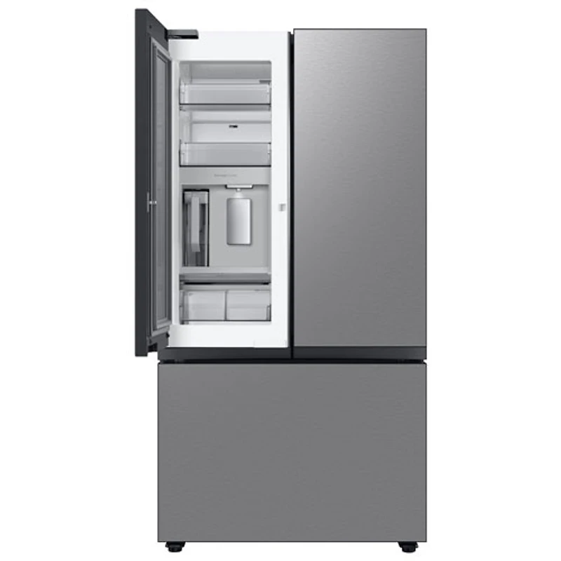 Réfrigérateur à trois portes de 30,1 pi³ et de 36 po avec distributeur d'eau BESPOKE de Samsung (RF30BB6600QLAA) - Acier inoxydable