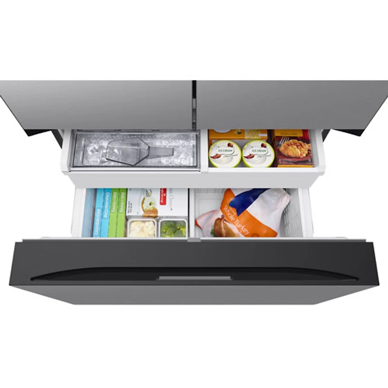 Réfrigérateur à trois portes de 30,1 pi³ et de 36 po BESPOKE de Samsung (RF30BB6200QLAA) - Acier inoxydable