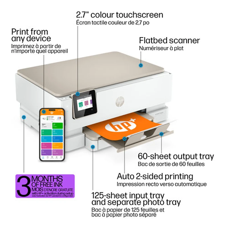HP ENVY Inspire 7255e Wireless All-In-One Inkjet Printer - HP Instant Ink 3-Month Free Trial Included*