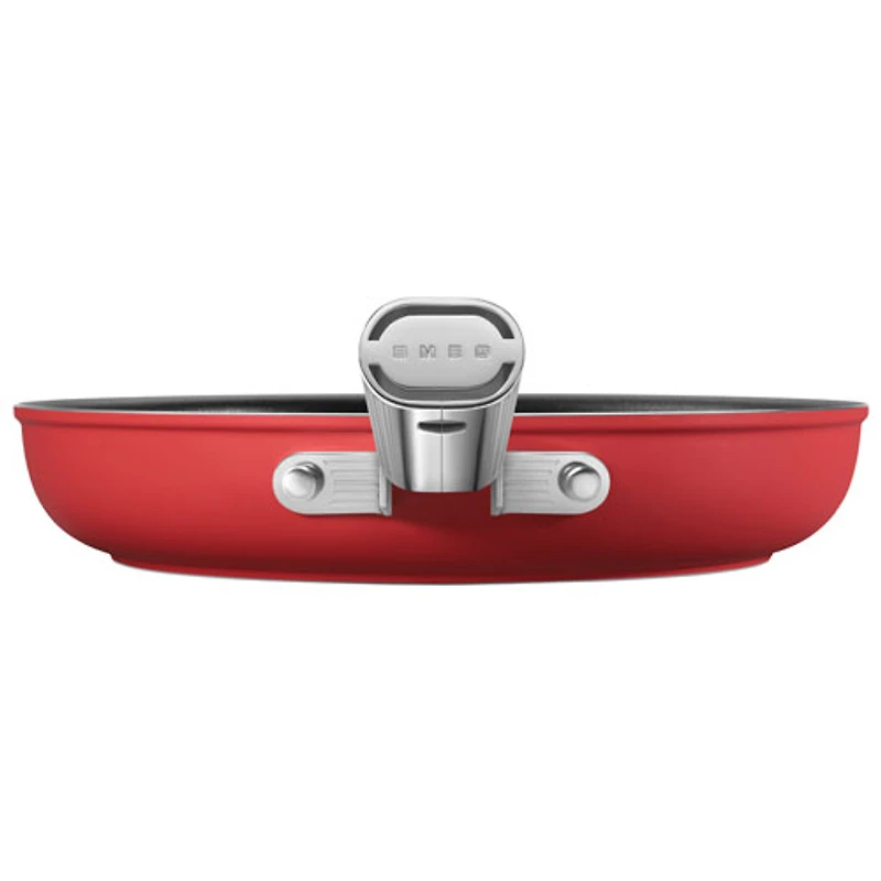 Poêle à frire de 10 po en aluminium de Smeg - Rouge mat