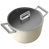 Smeg 10" Aluminum Casserole Pan with Glass Lid - Matte Cream