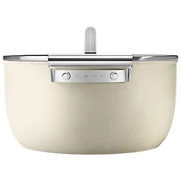Smeg 10" Aluminum Casserole Pan with Glass Lid - Matte Cream