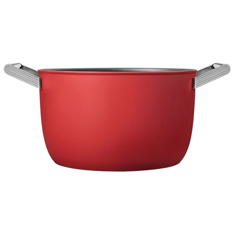 Smeg 10" Aluminum Casserole Pan with Glass Lid - Matte Red